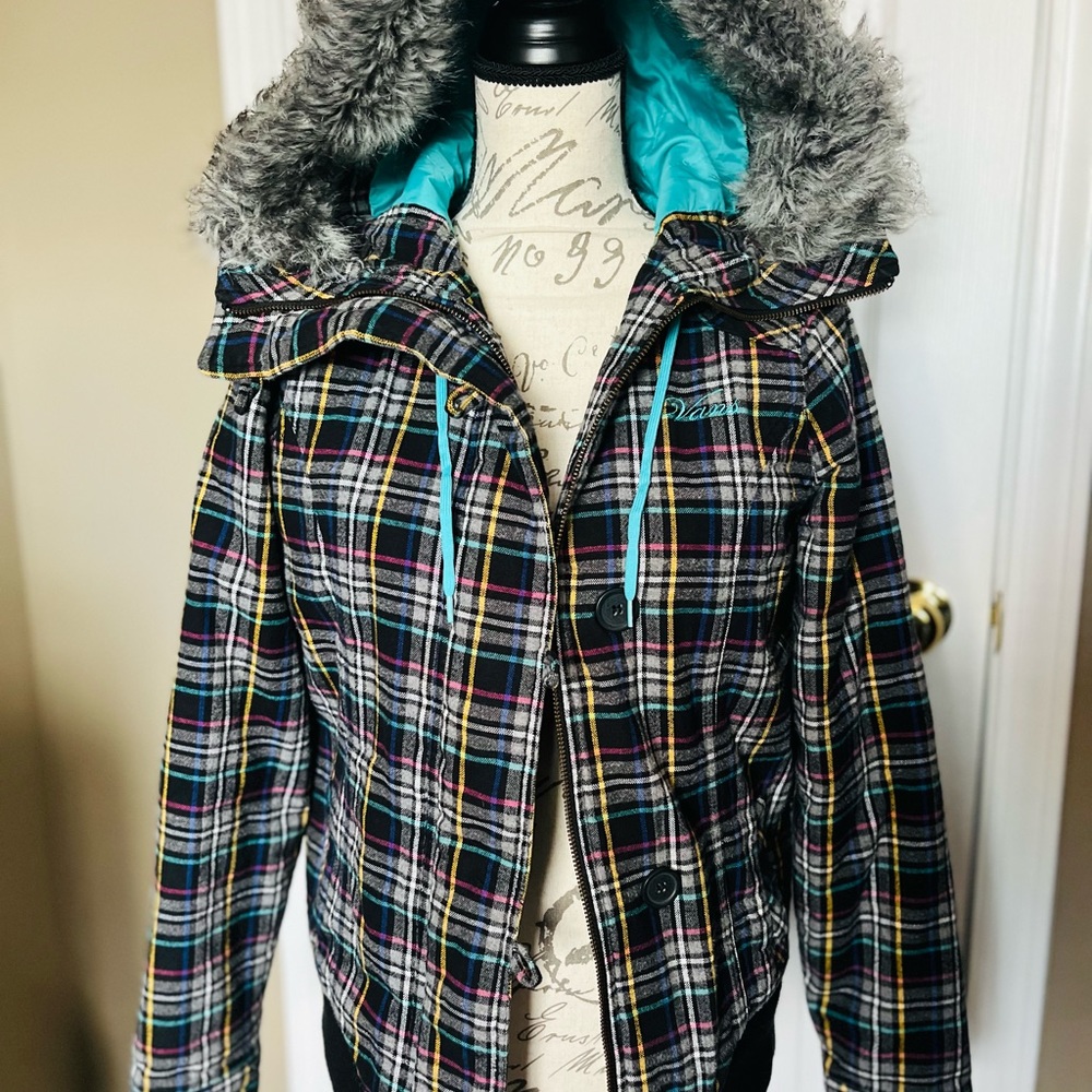 Vans Off The Wall Plaid Warm Winter Jacket With Hood Size M